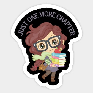 Little sister big sister reading book Just one more chapter I Love Books Bookworm Sticker